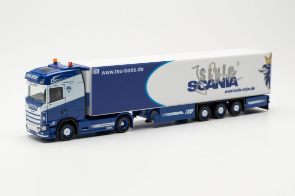 Herpa 314466 - Scania CS 20 HD Kühlkoffer-Sattelzug „TSU Bode“ - 1:87