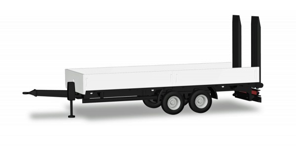 Herpa 076913 - LKW Tieflade-Tandemanhänger mit Auffahrrampen, weiß - 1:87