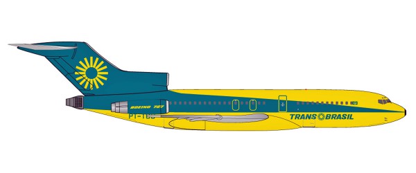 Herpa Wings 531078 - TransBrasil Boeing 727-100 "Energia Colorida" / "Colorful Energy" livery - Ener