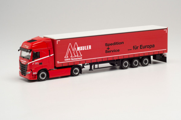 Herpa 314121 - Iveco S-Way Gardinenplanen-Sattelzug "Gustav Mäuler" - 1:87