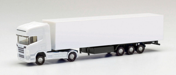 Herpa 013802 - Herpa Minikit Scania R TL Koffer-Sattelzug, weiß - 1:160