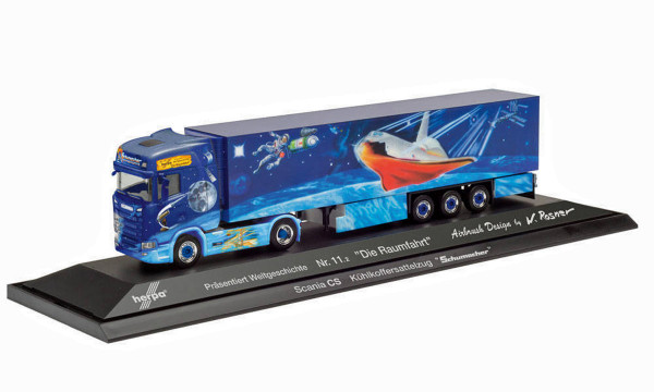 Herpa 122078 - Scania CS 20 HD Kühlkoffer-Sattelzug „Herpa Weltgeschichte 11.2, Die Raumfahrt“ - 1:8