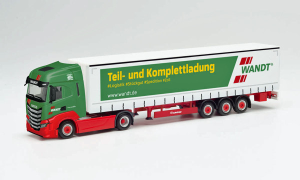 Herpa 313438 - Iveco S-Way Gardinenplanen-Sattelzug &quot;Wandt&quot; - 1:87